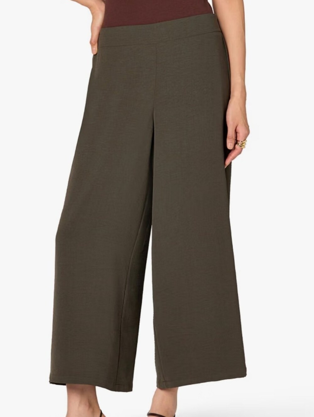 Adrianna Papell Textured Satin Pull On Wide Leg Crop Pants